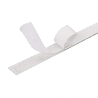 Image of Adhesive Hook and Loop Tape, Self Sticky Tape Heavy Duty Reusable Double Sided Back Fastening White 5cm 10m
