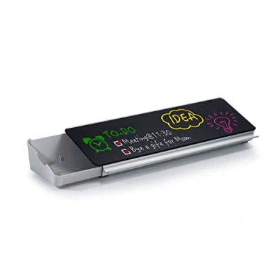 Image of Audio Visual Direct Black Glass Desktop Organizer &amp; Storage Notepad, Whiteboard