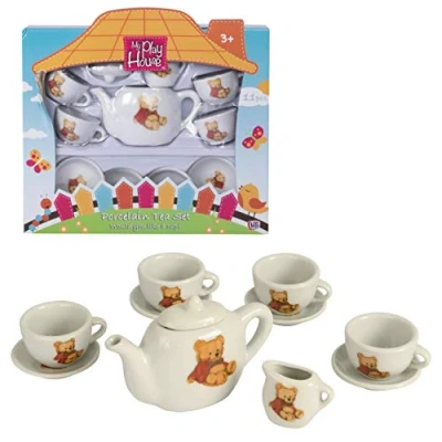 Image of HTI Toys &amp; Games My Play House Miniature Teddy Bear Porcelain Tea Set Great Role Fun For Kids Boys Girls