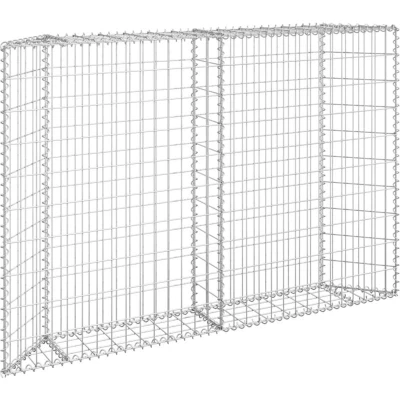 Image of vidaXL Trapezium Gabion Raised Bed Galvanised Steel 150x20x100 cm