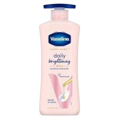 Image of Vaseline Healthy Bright, Daily Brightening Moisturizer, 400 ml, for Glowing Skin, with Vitamin B3, Visibly Radiant Skin in 2 Weeks, Lightweight, Non sticky, Oily Body Lotion, Dry