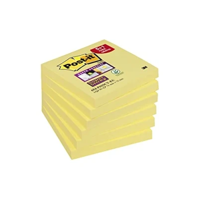 Image of Post it Super Sticky Notes Canary Yellow, Pack of 6 Pads, 90 Sheets per Pad, 76 mm x mm, Yellow Color Extra For Note Taking, To Do Lists &amp; Reminders