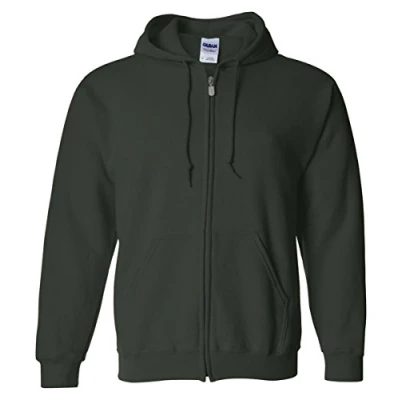 Image of GILDAN Heavy Blend Unisex Adult Full Zip Hooded Sweatshirt Top (XL) (Forest Green)