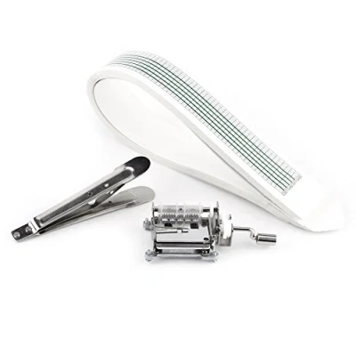 Image of DIY Music Box Kit, Bewinner 15 Note Tape Hand Crank Movement + Hole Puncher 20 Papar Tapes,DIY Make Your Own Tool Kit