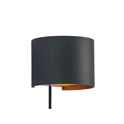 Image of Arcchio Zuzana wall light, round, black, plug, 13 cm