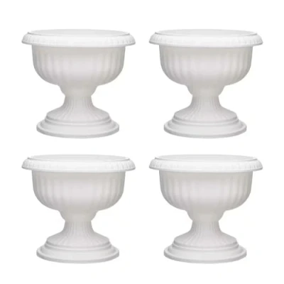 Image of shopior Flower and Herb Plastic Urn Pots Hourglass Shape Indoor Outdoor Decor Wall Planters Plant for Succulents more Garden, Balcony 42cm (4, White)