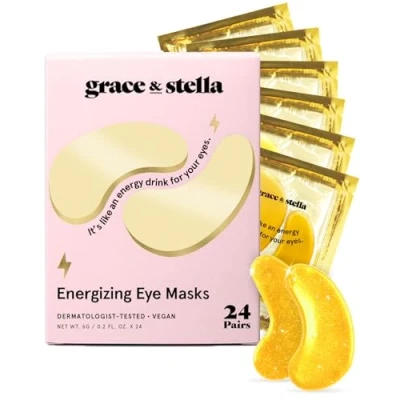 Image of Under Eye Mask Reduce Dark Circles, Puffy Eyes, Undereye Bags, Wrinkles Gel Patches, Vegan Cruelty Free Self Care by grace and stella (24 Pairs, Gold)