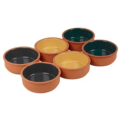 Image of 6 Pc Colour Terracotta Ramekin Set 12cm Oven Cooking Dish Serving Tapas Dip Bowl