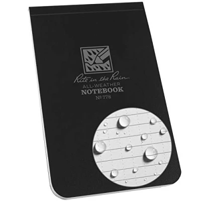 Image of Rite in the Rain Weatherproof Top Bound Notebook, 3.25&quot; x 5.25&quot;, Black Cover (No. 778)