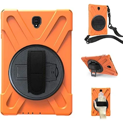 Image of BAUBEY Case for Samsung Galaxy Tab S4 10.5 inch 2018(SM T830/T835/T837),Heavy Duty Rugged Rotating Stand Shockproof Cover with Hand Strap and Shoulder (Orange)