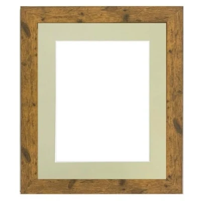 Image of FRAMES BY POST Studio Antique Wood Picture Photo Frame with Light Grey Mount A2 for Image Size A3