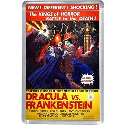 Image of Dracula Vs Frankenstein Movie Poster Fridge Magnet 5 x 7.5 cm