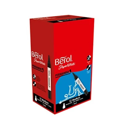 Image of Berol Permanent Marker Bullet Nib 1.6mm Black (Box of 12)
