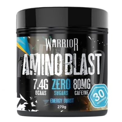 Image of Warrior Amino Blast 270g BCAA Powder Branched Chain Acids Supplement, Intra Workout &amp; Recovery, Energy Drink 30 Servings (Energy Burst)
