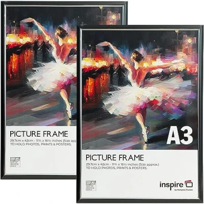 Image of Inspire By Hampton EASYLOADER A3 (30x42cm) Black Picture Poster Frame Plexi (Non Glass) 2 Pack IBH EASA3BKP PK2