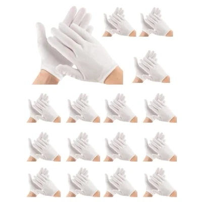 Image of 32 Pcs Cotton Gloves, 16 Pairs Soft Gloves for Dry Hand Moisturizing, Safety Work Stretchable Lining Glove, Checking Serving Moisturizing Spa (White)