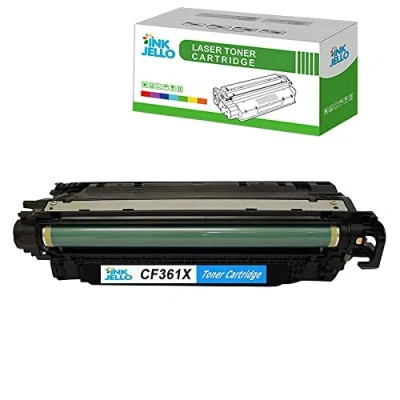 Image of InkJello Compatible Toner Cartridge Replacement for HP Colour LaserJet Enterprise M552dn M553 M553dn M553n M553x Flow MFP M577c M577dn M577f M577z CF361X (Cyan)
