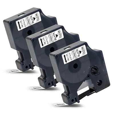 Image of Welabel Compatible Dymo D1 Labels Black on Clear 40910 Tape 9mm x 7m S0720670 Cassette for LabelManager 160 210D 360D 280 420P 500TS Labelpoint 250 150 100 Labelwriter 450 Duo Printer, 3 Pack