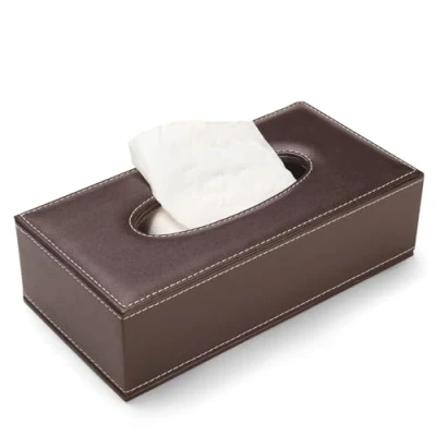 Image of Anjing Tissue Box Holders Portable Leather Rectangular Case Pumping Paper Brown