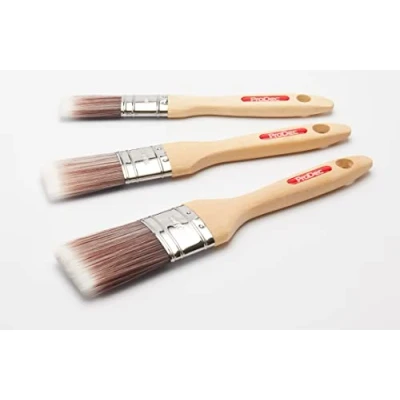 Image of ProDec PBPT055 3 piece Premier Oval Trade Professional Synthetic Brush Set Ideal for Painting Skirting Board, Architrave and Other Curved or Moulded Surfaces, Contains 1, 1.5, 2 inch Brushes, Brown