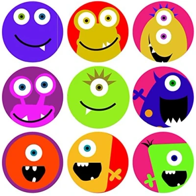 Image of 144 Monster Faces 30mm School Reward Stickers for Teacher, Parent