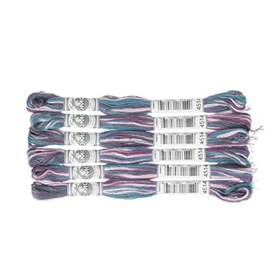 Image of DMC 517 4514 Cotton Embroidery Floss Blue/Purple/Pink, 8.8 Yards