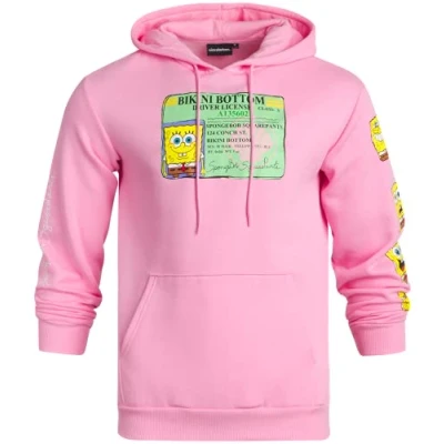 Image of Nickelodeon Men’s Spongebob and Patrick Fleece Sweatshirt Men Women’s Unisex Pullover Hoodie (Size: S XL), Pink, XS