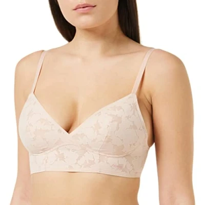 Image of Sloggi Women&#039;s Zero Lace 2.0 Longline Bra, Light Brown, L