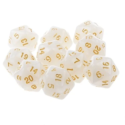 Image of Sharplace 10pcs Twenty Sided 25mm D20 RPG Dice Opaque Acrylic Game White,