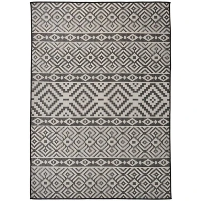 Image of vidaXL Outdoor Flatweave Rug 120x170 cm Black Stripes