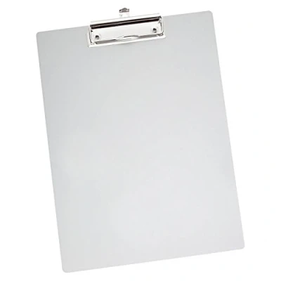 Image of Wedo 057854 Clipboard A4 Writing Board with Rounded Corners Strong Clip and Hanging Hook Aluminium Metal