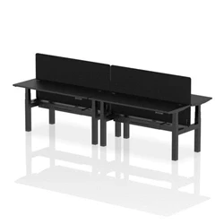 Image of Air B2B 1600x600mm Adjustable 4P Bench Desk CP Black/Black + Screen