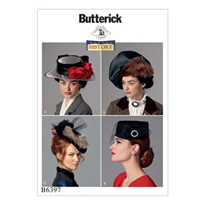 Image of Butterick Patterns 6397 OS,Misses Hats, Tissue, Multi Colour, 17 x 0.5 22 cm