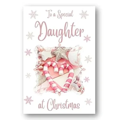 Image of Second Ave Daughter Christmas Pink Heart Xmas Holiday Festive Greetings Card