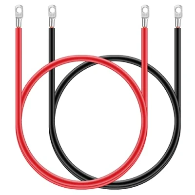 Image of Jtron 8 Gauge Copper Cables Wires Black+Red 1.64 ft Welding Battery Pure Flexible Water Resistant Car Cable Wire with 4 Marine Lugs for Truck (8AWG)