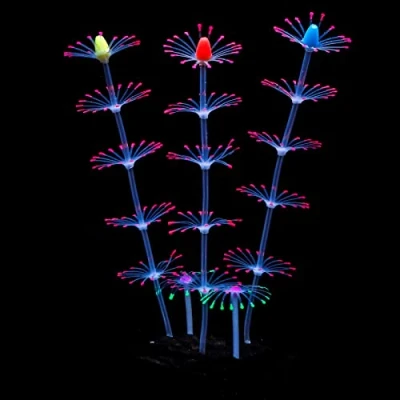 Image of Uniclife Strip Coral Plant Ornament Glowing Effect Artificial Decoration for Fish Tank, Aquarium Landscape Pink