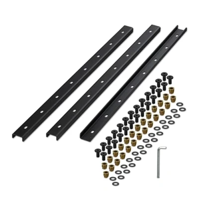 Image of C Channel Table Support, Set of 3, Metal Bracket 80 cm, Stabilises Tabletops, Hidden Rail, 3 mm Steel, Black Relaxdays
