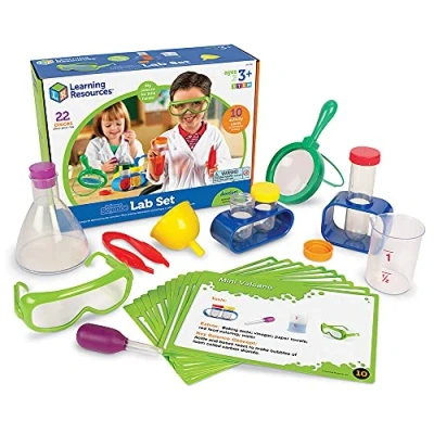 Image of Learning Resources LSP2784 UK Primary Science Set, Hands on Lab Kit for Kids, Easy Follow Activities, Beakers, Magnifying Glass, Funnel, Pipette, 22 Pieces, Multicoloured