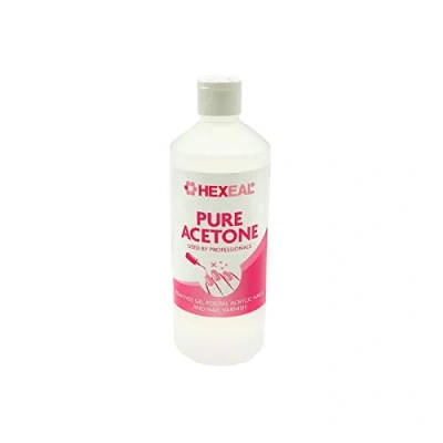Image of Hexeal Acetone 500ml Flip Cap Bottle of 99.5% for Professional Gel Polish, Nail Polish &amp; Acrylic Soak Off Removal