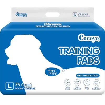 Image of COCOYO Dog Training Pads Large Size丨Eliminating Urine Odor Puppy 丨 Premium Pee Value Pack (75 Count, L 26x30 inch)