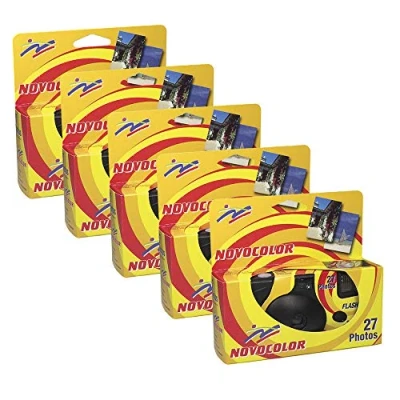 Image of Novocolor Disposable Cameras with Flash (27 Exposures Flash) Pack of 5