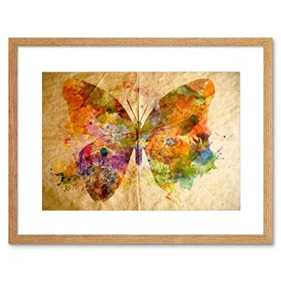Image of Wee Blue Coo Painting Illustration Grungy Watercolour Butterfly Framed Wall Art Print
