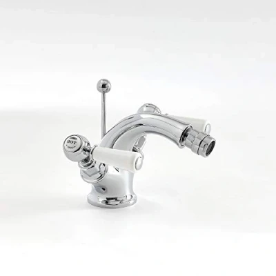 Image of Milano Elizabeth Traditional Mono Bidet Mixer Tap Lever Handles Chrome White