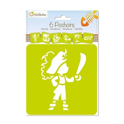 Image of Avenue Mandarine Ref 42837O Stencil Set Pirates Designs 6 Stencils Per Pack, Translucent for Easy Placement, Compatible with Felt Tips, Pencils, Paint &amp; More
