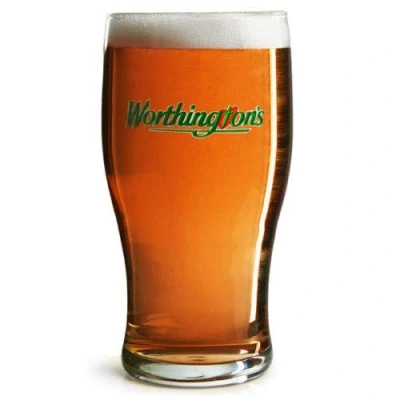 Image of Worthington&#039;s Personalised Engraved 1 Pint Bitter Beer Glass + Box (Colour Logo) Enter Your Own Custom Text