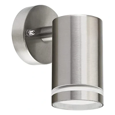 Image of Long Life Lamp Company Downward Single Outdoor Wall Light IP65 Stainless Steel Clear Diffuser ZLC351 with LED Warm White GU10 5w