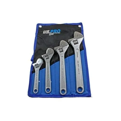 Image of US PRO Tools 4pc Adjustable Wrench/Shifting Spanner Set 6&#039;&#039; 8&#039;&#039; 10&#039;&#039; 12&#039;&#039; Chrome Finish 2249