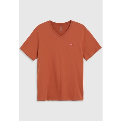 Image of Levi&#039;s Original Vneck Basic Tshirt, Men&#039;s, Size: Small, Etruscan red