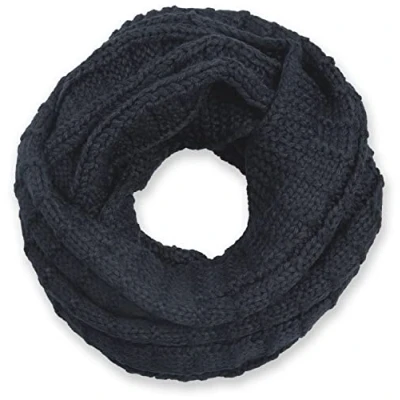 Image of styleBREAKER knitted loop scarf checkered, plain fine knit snood, winter scarf, unisex 01018154, Colour:Midnight Blue/Dark Blue