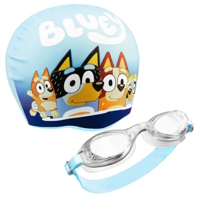 Image of Bluey Kids Swimming Goggles and Cap Set Anti Fog UV Protection